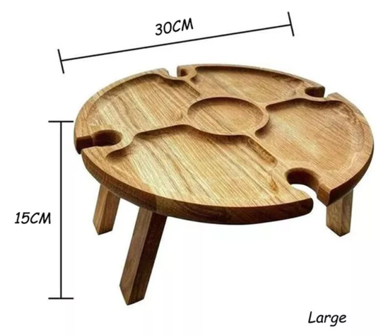 Mesa De Madera Picnic Plegable Soporte Copas Tabla Picoteo-2