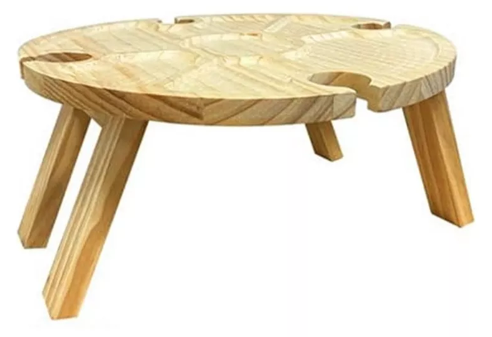Mesa De Madera Picnic Plegable Soporte Copas Tabla Picoteo-1