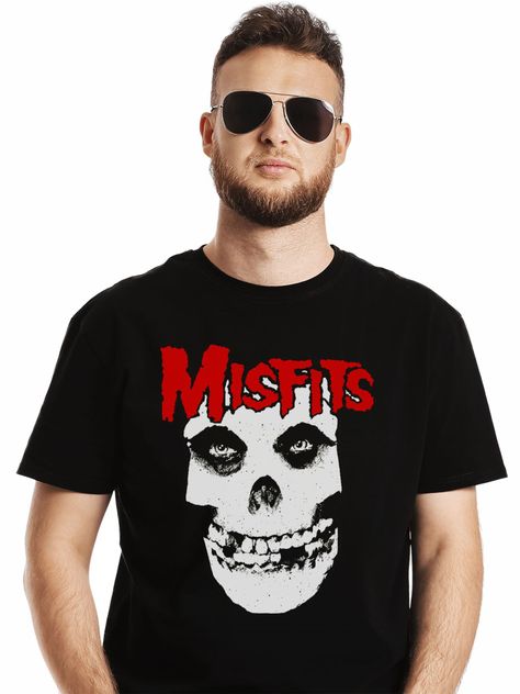 Polera Misfits Calavera Con Logo Rojo-0