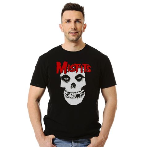 Polera Misfits Calavera Con Logo Rojo-1