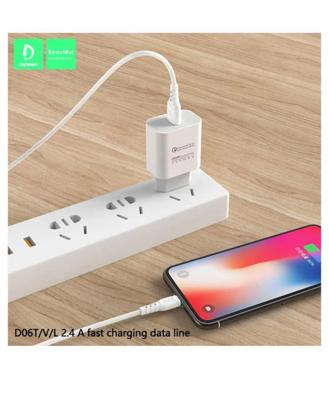 Cable de Carga Rápida DENMEN D06V (Micro USB) – 2.4A-3