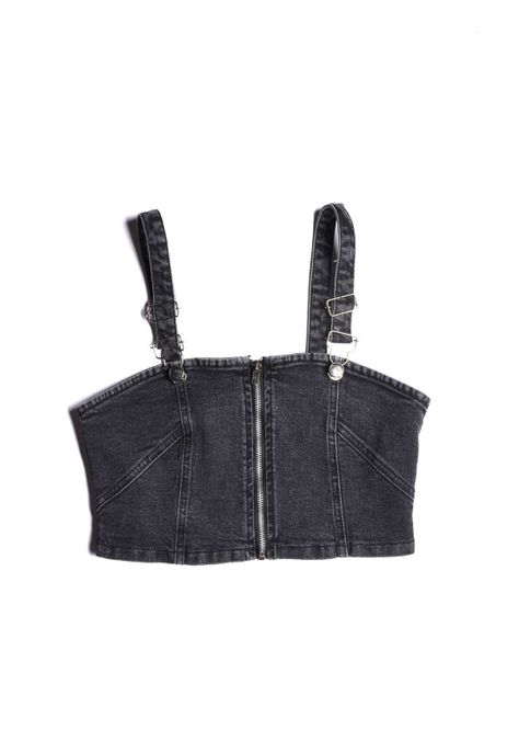 Polera Peto Niguel Tipo Corset Negro Cacao-0