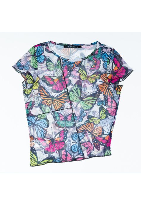 Polera Corina Regular Malla Estampada Multicolor Cacao-0