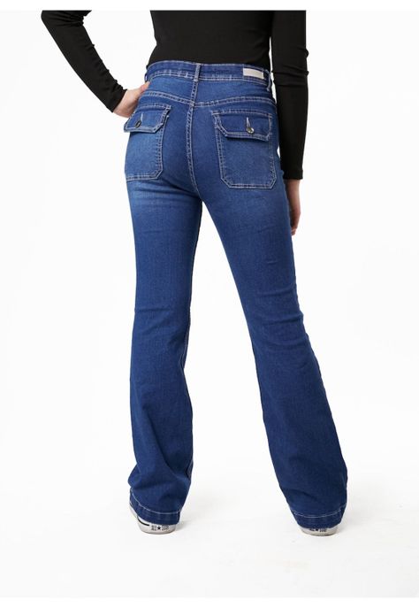 JEANS GORI FLARE BOLSILLO TRASERO TAPETAS-2