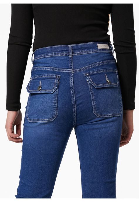 JEANS GORI FLARE BOLSILLO TRASERO TAPETAS-4