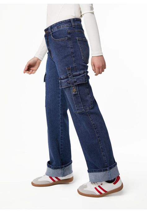 JEANS PRASO RECTO CARGO BOLSILLOS C/ TAPETAS-1