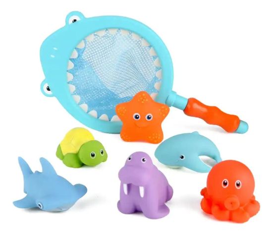 Juguete De Baño Bebés Y Niños - Red Tiburón Y Animales Mar-0