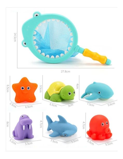 Juguete De Baño Bebés Y Niños - Red Tiburón Y Animales Mar-4