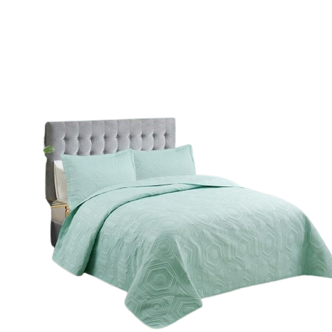 Cubrecama Quilt Verano 2 Plazas Menta diseño Hexagonal CS011-1