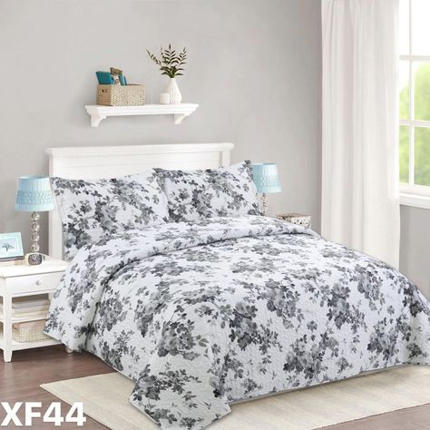 Cubrecama Quilt Verano King Blanco con diseños de flores vintage XF44-0