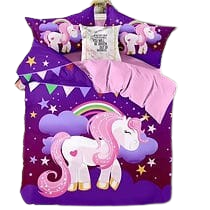 Cubrecama Quilt Verano 1.5 Morado Unicornio Arcoiris 005-1