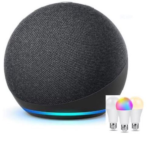 Pack Amazon Echo Dot 4th asistente virtual Alexa Negro  +  Ampolleta-0