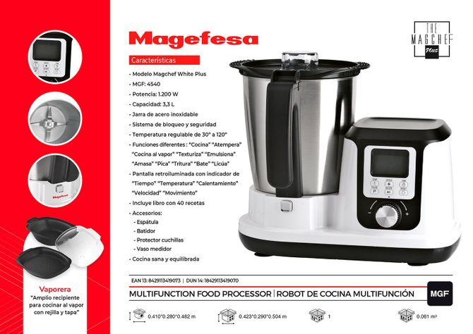 Robot De Cocina Magefesa Magchef White Mgf4540-2