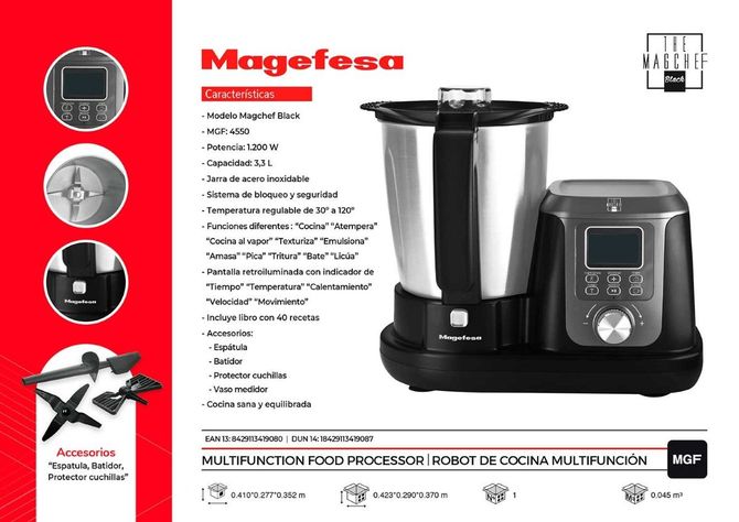 Robot De Cocina Magefesa Magchef Black Mgf4550-2
