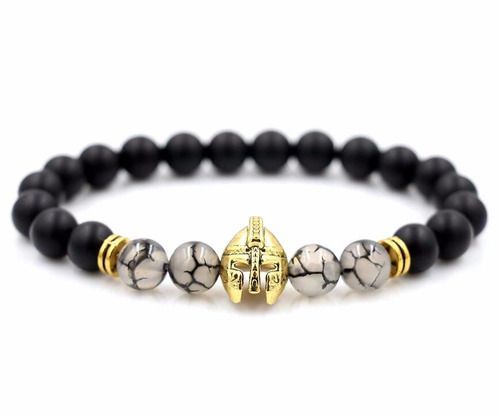 Pulsera De Hombre Mujer Gladiador Dorada Cristal-0
