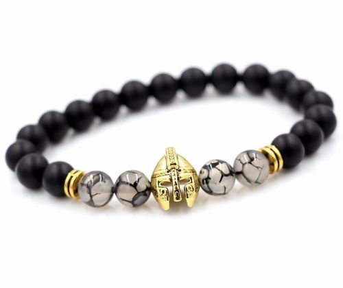Pulsera De Hombre Mujer Gladiador Dorada Cristal-1