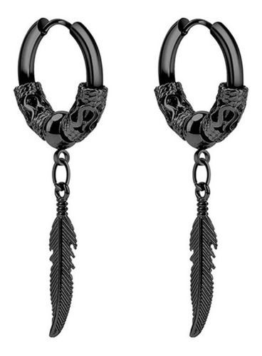 Aros Punk Plumas Black Silver Space Vintage-0