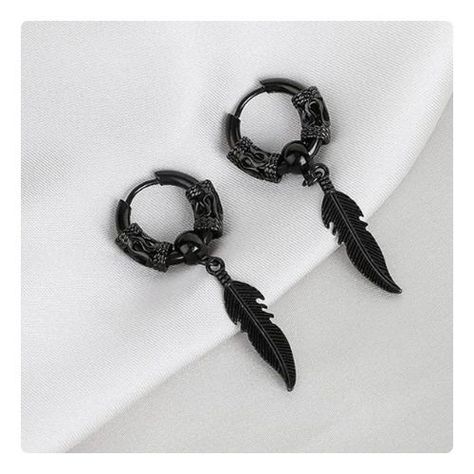 Aros Punk Plumas Black Silver Space Vintage-2