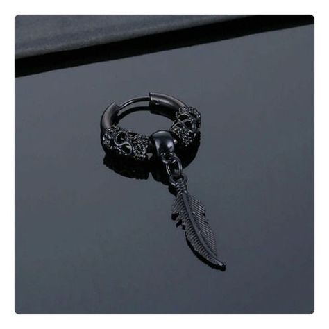 Aros Punk Plumas Black Silver Space Vintage-3