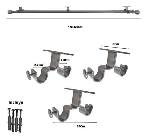 Set Extensible Techo 170-320 Cm Color Satín Terminal Bola-1