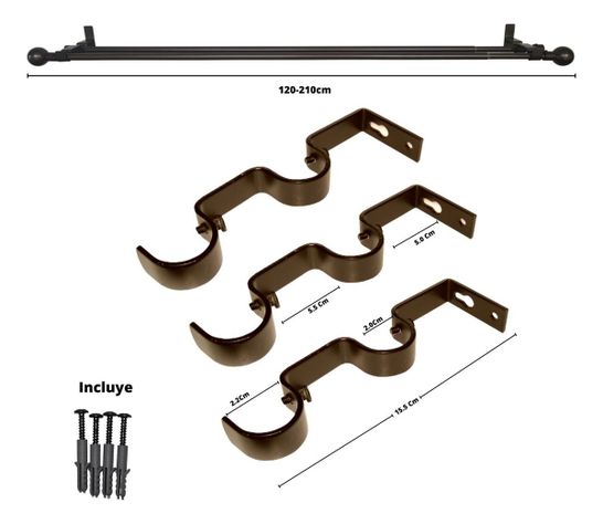Set Extensible De 120-210 Cm Color Café Y Terminal Bola-5