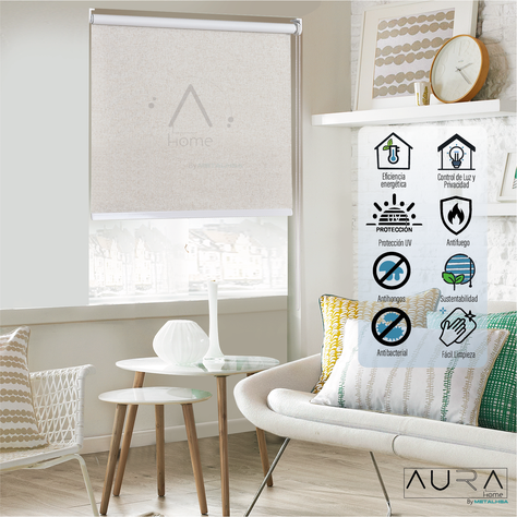 Cortina Roller Blackout Aura Textura Lino 150X250 Cm-1