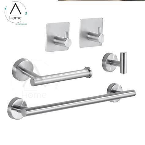 Set de Baño Inoxidable Plateado 5 Piezas-2