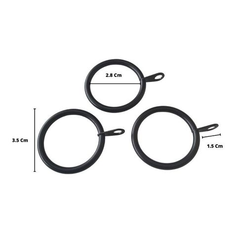 Pack 10 Unidades Argolla De Metal Negro Para Cortina 19 Mm-1