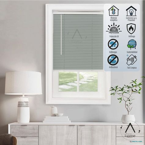 Persiana Veneciana Pvc 25MM 180X165 Cm Manual Gris Ceniza-2