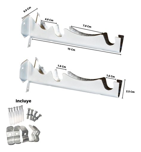 Pack 2 Unidades Soporte Cromado Doble 16 Mm-2