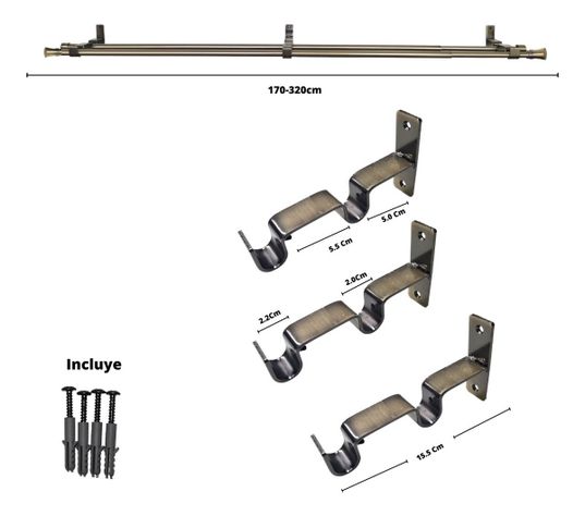 Set Extensible De 170-320 Cm Color Bronce Y Terminal Cónico-1