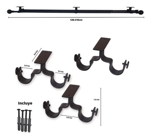 Set Extensible Techo 120-210 Cm Color Negro Y Terminal Bola-3