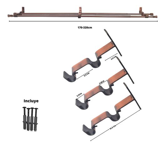 Set Extensible De 170-320 Cm Color Cobre Y Terminal Cónico-1