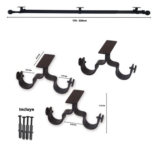 Set Extensible Techo 170-320 Cm Color Negro Y Terminal Bola-3