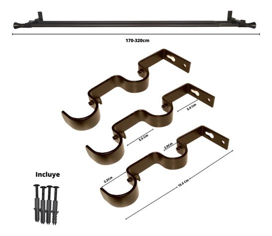 Set Extensible De 170-320 Cm Color Café Y Terminal Cónico-5