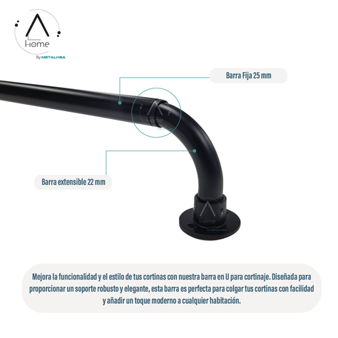 Set Extensible Simple Curvo de 210 a 300 Cm y 22/25 Mm Negro-4