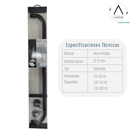 Set Extensible Simple Curvo de 210 a 300 Cm y 22/25 Mm Negro-7