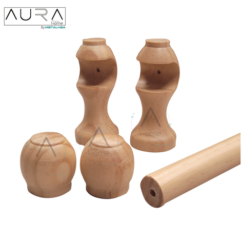 Set Simple de Madera Natural 19 MM X 2,00 Mt Terminal Bola-3