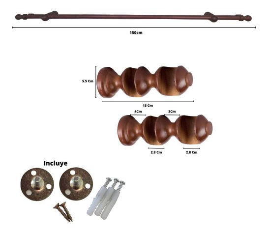 Set De Madera Caoba 1.50 Mt Terminal Bola.-4