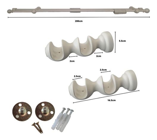 Set Doble De Madera Color Macchiatto Terminal Bola X 2.00 Mt-1