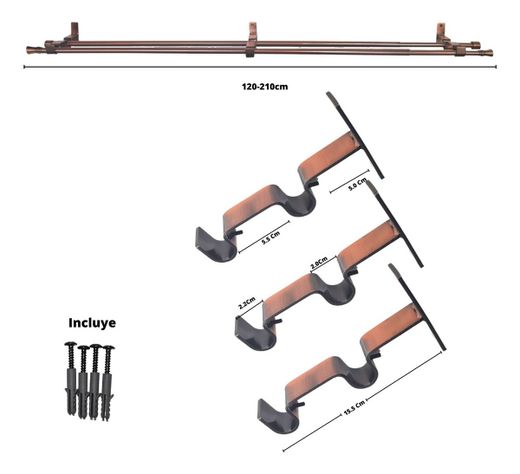 Set Extensible De 120-210 Cm Color Cobre Y Terminal Cónico-1