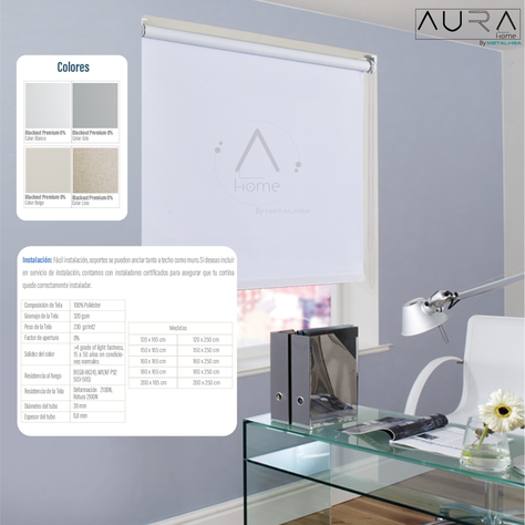 Cortina Roller Blackout Aura Blanco 200X250 Cm-5