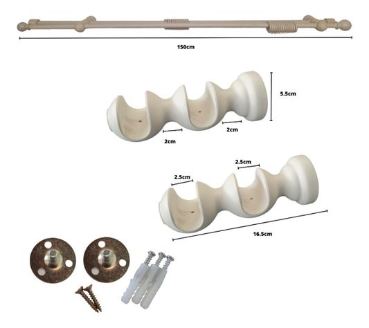 Set Doble De Madera Color Marfil Terminal Bola X 1.50 Mt-1