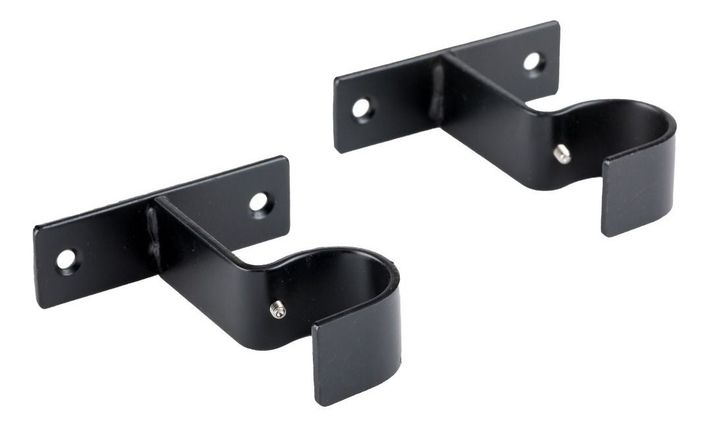 Pack 2 Unidades Soporte Simple Muro De Metal Negro 28 Mm-0