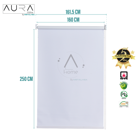 Cortina Roller Blackout Aura Blanco 160X250 Cm-8