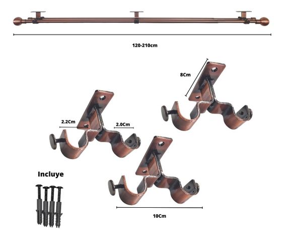 Set Extensible Techo 120-210 Cm Color Cobre Terminal Bola-1