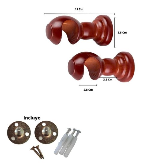 Pack 2 Unidades Soporte Simple De Madera Chocolate 28 Mm-1