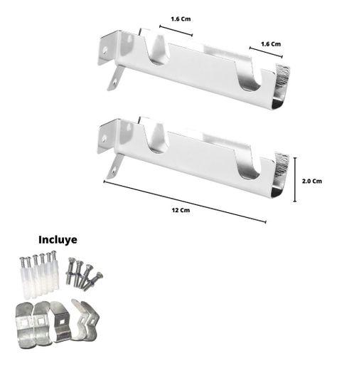 Pack 2 Unidades Soporte Doble Corto 16 Mm Cromado-2