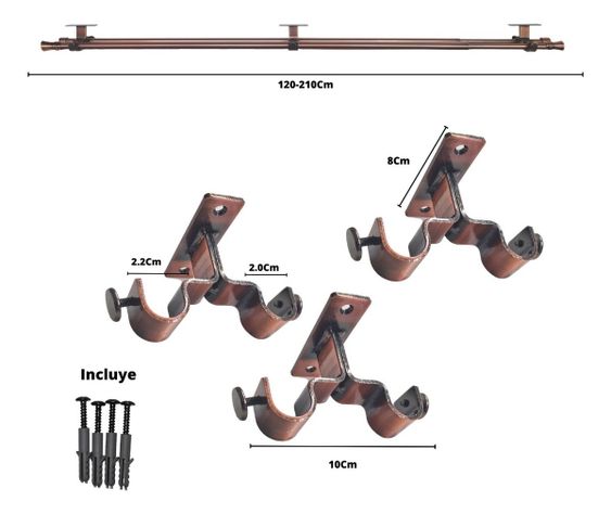 Set Extensible Techo 120-210 Cm Color Cobre Terminal Cónico-1