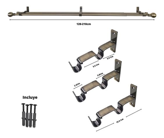 Set Extensible De 120-210 Cm Color Bronce Y Terminal Bola-1